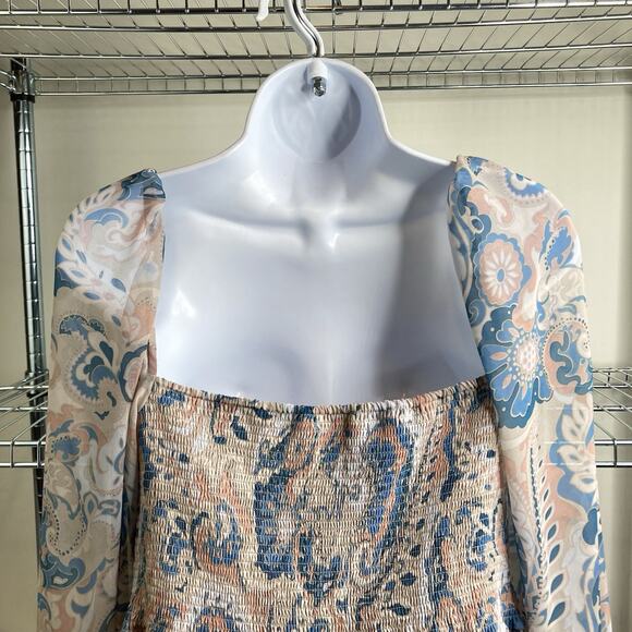 Aritzia Wilfred Pink Blue Tempest Babydoll Mini Dress Size L Fairy Coquette Boho - Picture 10 of 11